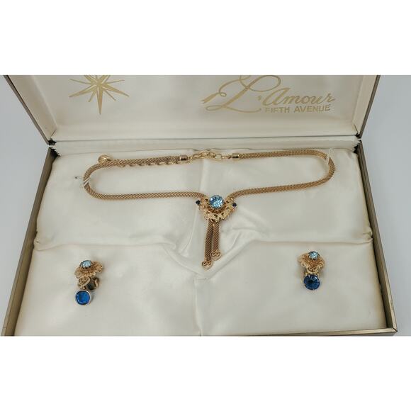 Vintage L’Amour Fifth Avenue Choker Necklace & Earrings Set in Original Lace Box - Picture 8 of 11